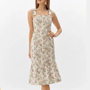 Selina Bow Tie Jacquard Midi Dress - Size XL